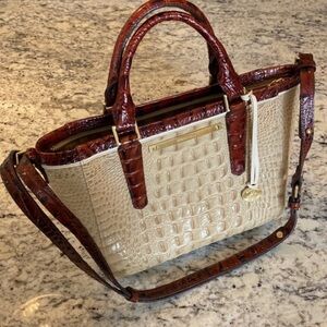 Brahmin Neutral and Brown Croc Embossed Leather Bag NWOT
